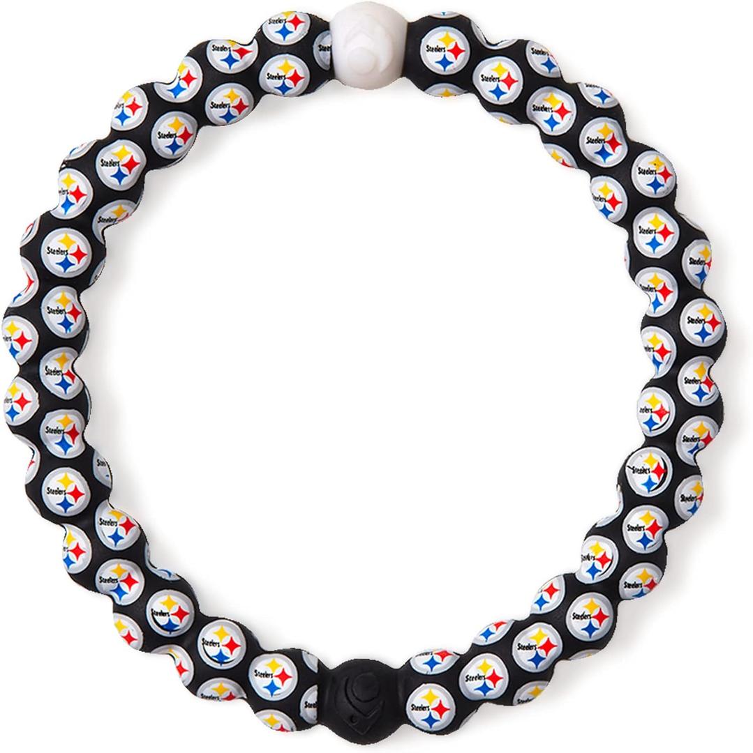 Lokai NFL Football Collection Beaded Bracelets for Men & Women - Silicone Jewelry Fashion Bracelet Slides-On for Comfortable Fit (7.5 Inch - Extra Large, Pittsburgh Steelers Logo)