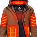 WASOTO Heated Jackets for Men Fur Lining with 18400mAh Battery Pack Charger included Rechargeable Waterproof for Hunting Work (2X-Large, Brown)