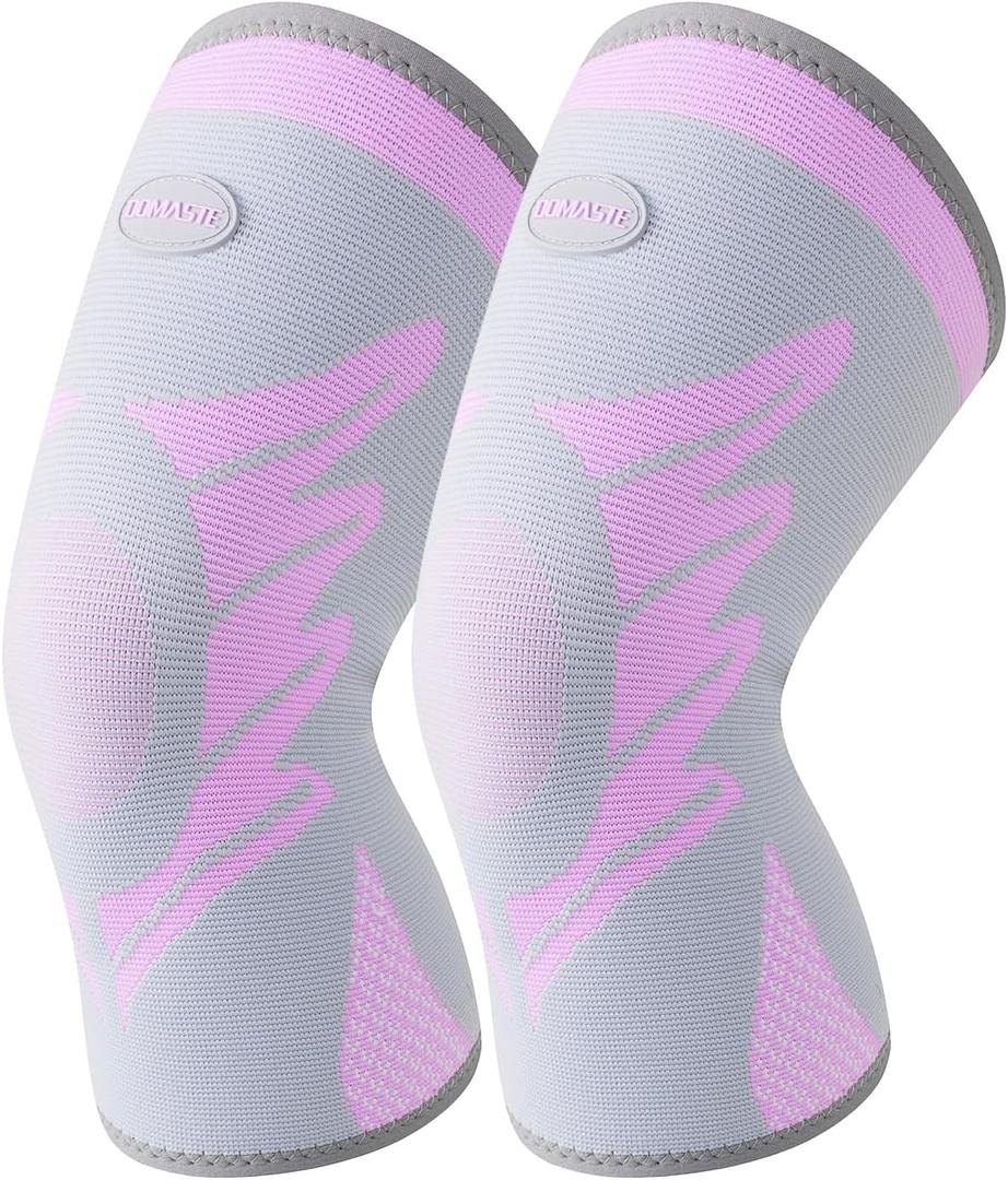 Sports Slim Knee Braces for Women - No-Slip Knee Compression Sleeve for Dance, Yoga, Knee Support for Knee Pain, Joint Pain Relief(Phalaenopsis, L, 2 Pack)