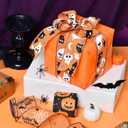 YAMA Halloween Ribbon Wired Web Ghost Pumpkin Witch Legs Hat Printed 2.5 Inch Ribbon for Crafts Wreath Bow Wrapping Party Decoration 6 Rolls Total 30 Yard (90 Feet)