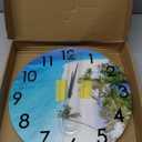 14 Inch Large Outdoor Clock Waterproof, Beach Coastal Nautical Indoor Outdoor Wall Clocks for Pool Patio Garden Bathroom Decor- Blue,Tempered Glass