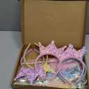 Hollowfly 12 Pcs Princess Party Favors Including 6 Glitter Star Fairy Wands and 6 Sequin Princess Crown Headbands for Girls Birthday Party Gifts