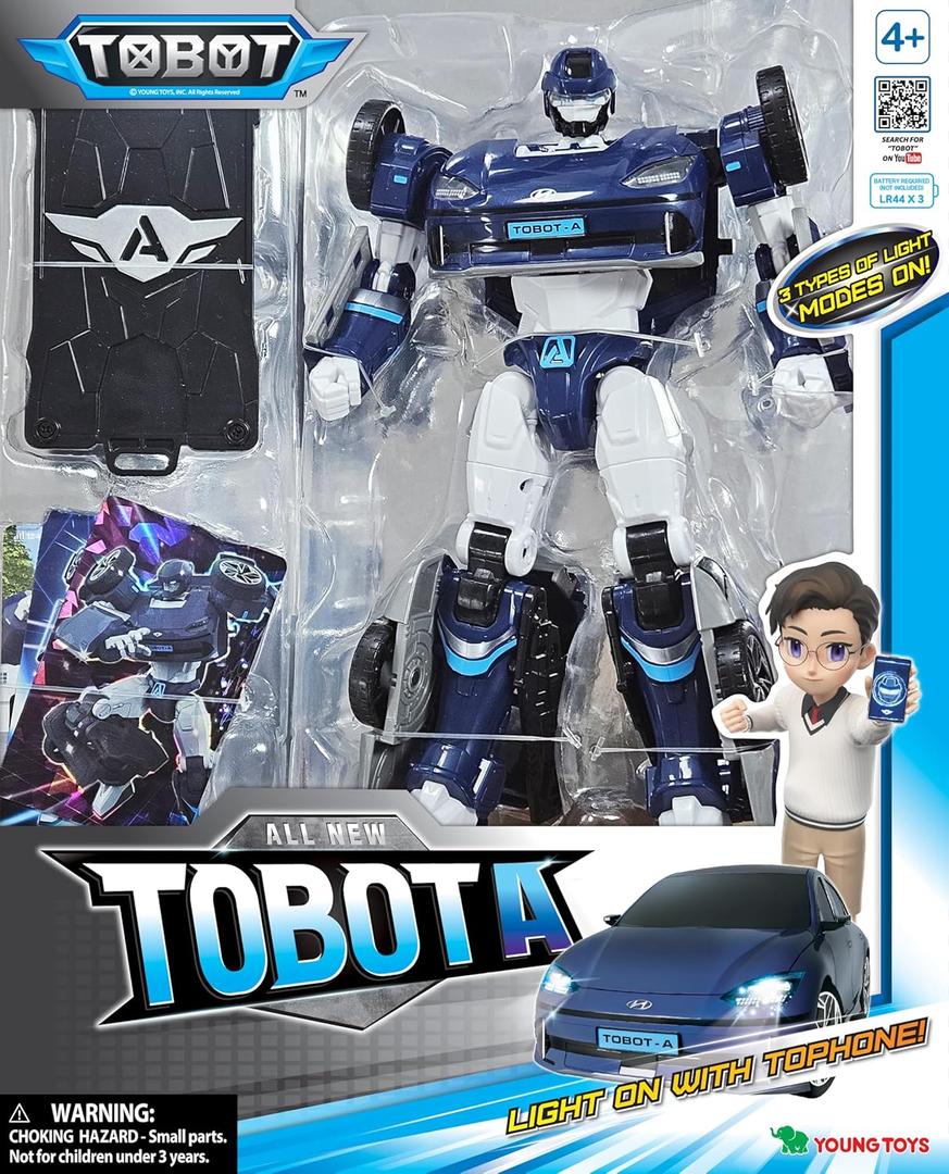 New TOBOT, TOBOT A, Youngtoys Transforming Collectible Vehicle to Robot, Heroes Animation Character Toys for Kids 4 and up Transform Toys Cars