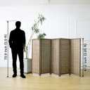 Furnnylane 5 Panel Short Room Divider Screen,Brown Freestanding Partition,Small Bamboo Panel Divider for Room Seperation,3.95 FT Tall