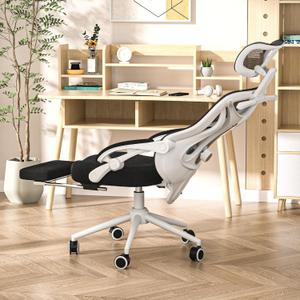 Ergonomic Office Chair with Footrest - Adjustable Lumbar Support & Headrest, 90-160 Reclining Mesh Back Computer Chair - Home Office/Gaming, 350lbs Capacity