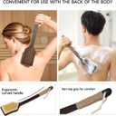 Back Scrubber Shower Brush,Dry Brushing Body Brush with 17.7 Inch Curved Long Handle, Natural Bristles for Lymphatic Drainage, Soft & Stiff Bristles  (Natural Fiber, Soft)