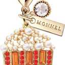 MC621 Little Crystal Popcorn Lobster Clasp Charm for Women with Velvet Bag (Orange,1 Piece)