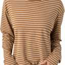 Dokotoo Women's Casual Striped Long Sleeve Tops Crew Neck Knit Basic T Shirts (X-Large)