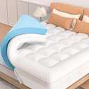 Mattress Topper King Size, 3 Inch King Mattress Topper Dual Layer, 1 Inch Pillow Topper and 2 Inch Cooling Gel Memory Foam Mattress Topper for Back Pain