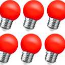 LED Red Light Bulb 15W Equivalent, 1W LED Colored Night Lights, G45 Christmas Globe Light Bulbs, Mini Edison E26 Base Bulb for Vanity Bulbs, Porch, Holiday String Fairy Mood Lights Decor, 6 Pack
