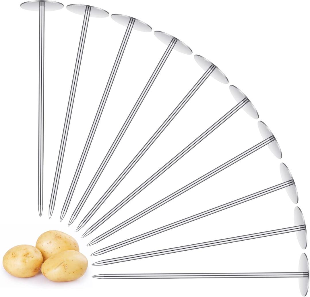 Newtay 12 Pcs Potato Baking Baked Nails, Stainless Steel Potato Baking Rods Gadgets Heating Core Grill Spikes Tools and Accessories for Kitchen, Silver