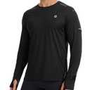 Clbort Men's Running Shirts Sun Protection UPF 50+ T-Shirts for Men Long Sleeve Reflective Workout Athletic Hiking Shirt (US, Alpha, 3X-Large, Regular, Regular, Black) (Black, XXXL)
