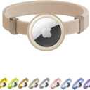 Cat Airtag Collar, US. IDA Gold Award Cat Safety Collar Non Breakaway Elastic Airtag Collar Lightweight Airtag Holder Anodized Aluminium Case for Kitten Small to Large Cats,S(Linen)