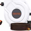 Neotec 5/8 in 100ft Retractable Garden Hose Reel with Any-Length Lock Slow Auto Rewind Heavy Duty Water Hose Reel With 9-Pattern Nozzle 180 Swivel Bracket UV Resistant Wall Mounted Hose Reel for Outside