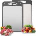 Titanium Cutting Boards for Kitchen - Katuchef Non Toxic Double Sided Metal for Meat/Fish & Wheat Straw PP for Fruits/Vegetables, Dishwasher Safe, Pure Titanium Easy Clean Chopping Board Large (15.8"L x 10.6"W)