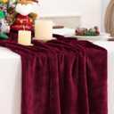 Velvet Table Runner Christmas Table Runner 20 x 120 Inch Luxurious Elegant Velvet Fabric Table Decorations for Xmas Dinner Holiday Wedding Bridal Baby Shower, Burgundy Red, 3 Pack