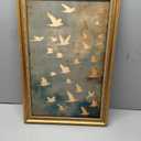 Vintage Gold Framed Wall Art, Golded Inspired Abstract Birds Canvas Prints, Flock of Flying Birds Picture Wall Decor, Rustic Farmhouse Minimalist Animals Poster Artwork for Living Room Bedroom, 24"L x 16"W