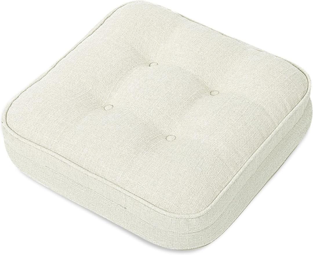 GOFORIT Memory Foam CushionSquare Seat Cushions for Dining Chairs,Non-Slip Chair Pads with Removable Cover, 16'' x 16'', Off White