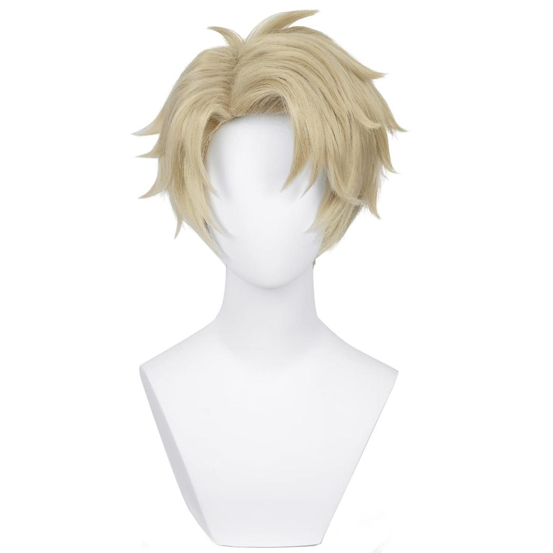 LABEAUT Anime Blonde Wig for Cosplay Wig Fluffy Male Short Gold Yellow Wigs for Cosplay Costume Halloween Party Wig + Wig Cap (Blonde)