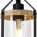 Farmhouse Pendant Light Fixtures, Wood and Glass Pendant Lighting for Kitchen Island, Rustic Hanging Lights MD89418-B (Oak-2)