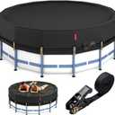 QH.HOME 12Ft Round Pool Cover,Super Windproof Ratchet Straps (1,500lb Break Strength)-Effective Installation/Removal,Pool Cover for Above Ground Pools,Snug Fit,Blocks Leaves, Sun & Water