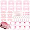 48 Set Spa Sleepover Party Supplies for Girls, 8 Pink Spa Headband 8 Sleep Eye Mask 8 Hairbands 8 Organizer Bags 8 Mirrors 8 Combs for Slumber Favors Gift Sleepover Party