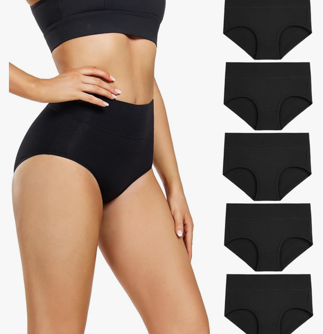 wirarpa Women's Underwear High Waisted Ladies Cotton Panties Soft Full Coverage Briefs 5 Pack (Regular & Plus SizeL)