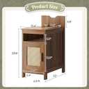 Huuger Narrow Night Stand, End Table with Charging Station, USB-C Port, Rattan Side Table with Cabinet and Open Shelf, Synthetic Rattan, for Small Spaces, Bedroom, Walnut