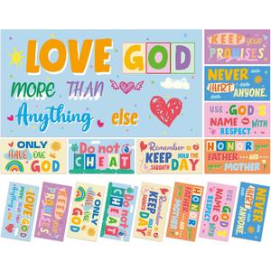 8 Pcs Fluorescent Light Covers with 80 Magnets Decorative for Classroom Ceiling Lights 4 x 2 Feet Magnetic Light Cover Filter Easy Install for Office Hospitals Drop Home Ceiling Supplies (Bible)