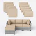 9 Pcs Outdoor Patio Cushions Covers Replacement Waterproof with Zipper for 5 Pcs Patio Furniture Set, Covers Only