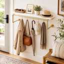 48 Inch Industrial Pipe Gold Clothing Racks with Shelves Wall Mounted