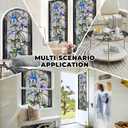 Floral Window Privacy Film Stained Glass Style Static Cling Sparkle Windows Sticker Non Adhesive Privacy Film Reusable Decorative for Room 17.5 x 39.3in (Flower 2)