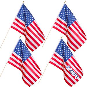 Newwiee 4 Pcs Classroom American Flag for Schools 2 x 3ft USA Classroom Fade Resistant Large American Flag with Pole for Back to School Indoor Wall Office House First Day of School Supplies