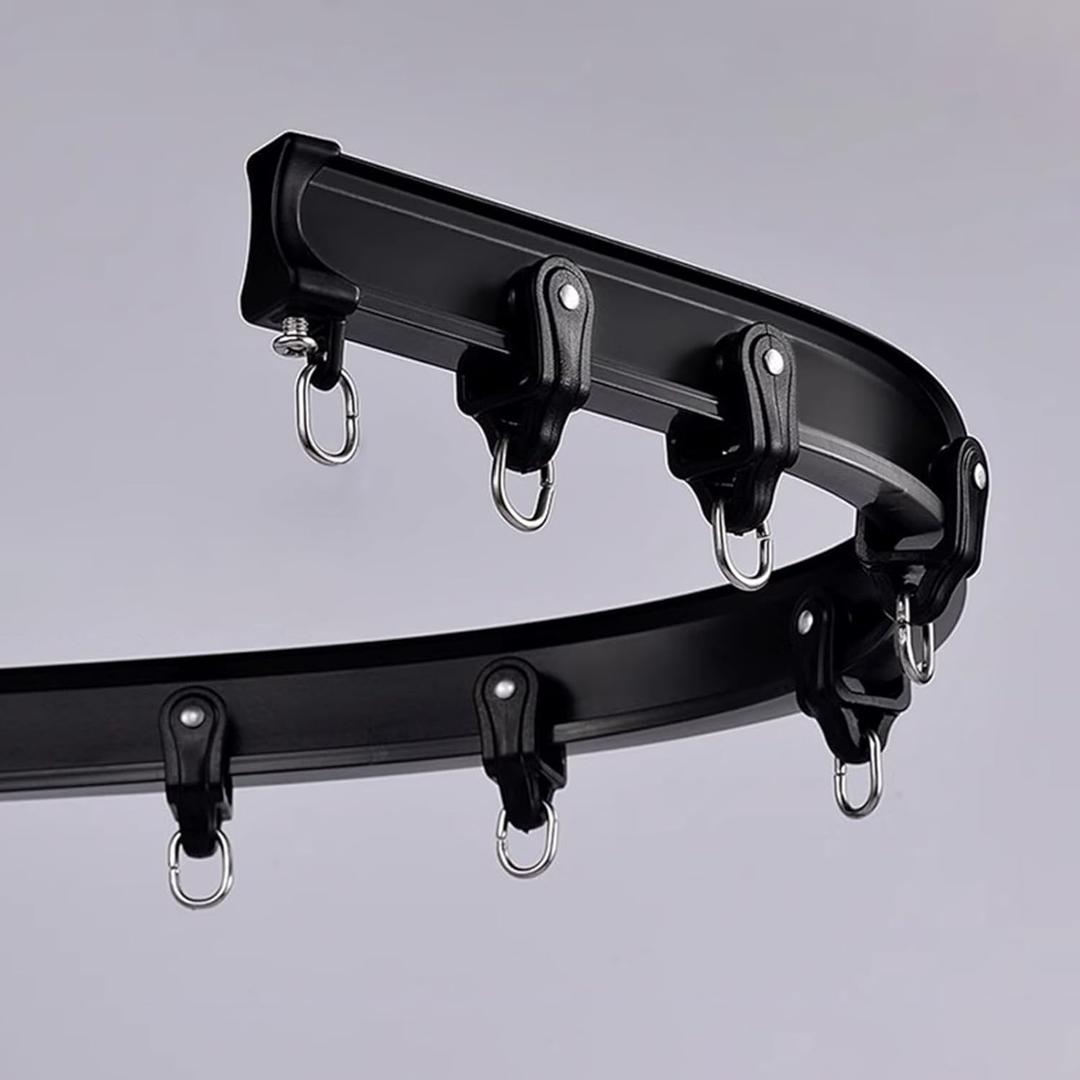 Curtain Track 7.5 Ft L, Black Metal Track w/accessories