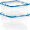 Snapware Total Solution 2-Pack (5.5-Cup) Plastic Food Storage Containers Set, Leakproof & Airtight Locking Lids Square Tupperware, Non-Toxic BPA-Free Lids, Microwave Dishwasher Freezer Safe