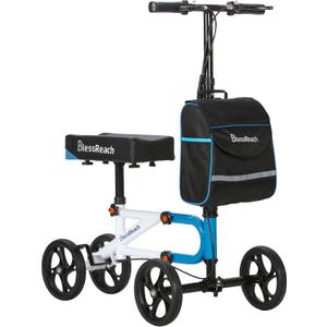 Economy Knee Scooter Steerable Knee Walker for Foot Injuries Compact Crutch Alternative with Dual Braking System (Blue)
