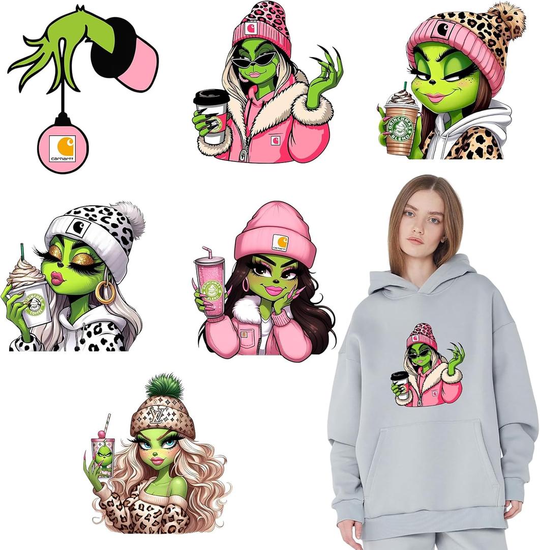 6 Sheets Iron on Transfers Christmas Iron on Patches Christmas Dtf Transfers Ready to Press Cute Monster Design Xmas Heat Transfers Ready to Press Winter Iron on Decals for T Shirts Clothing