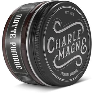 Charlemagne Matte Hair Pomade for Men  Medium Hold, 100 ml, Leather Scent  Water-Based Matte Pomade Styling Hair Cream for Men  Developed by Barbers, Made in Germany