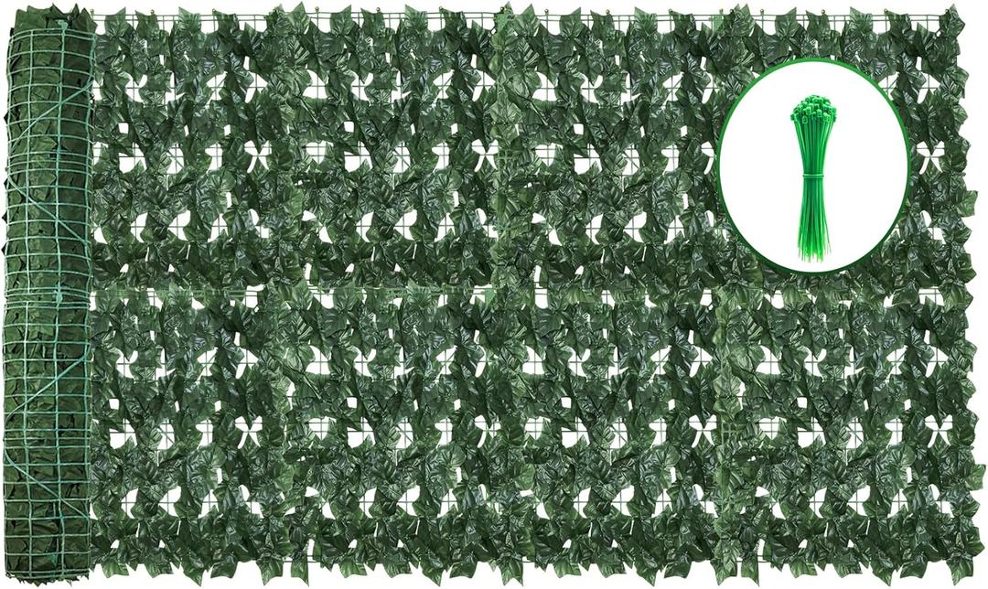 Artificial Ivy Privacy Fence Wall Screen,240X40in Privacy Fence Panels Privacy Fencing Faux Greenery Backdrop Ivy Vine Leaf Hedges Grass Fence Panels for Patio, Balcony, Garden, Backyard