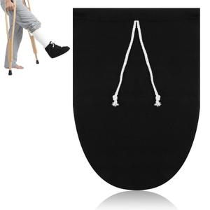 Cast Sock Cover for Foot, Adjustable Drawstring Cast Sock, Casts Cover for Foot Men and Women (Black)