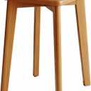 Portable Stack Dining Stools, Square Timber Stool with PU Leather Soft Seat, Foot Pads, Stackable Stools Dressing Stool(White,Original Timber Legs)