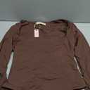 QINSEN Women's Sexy Square Neck Bodysuit Long Sleeve Double Lined Shirt Tops (Coffee Bean), XL