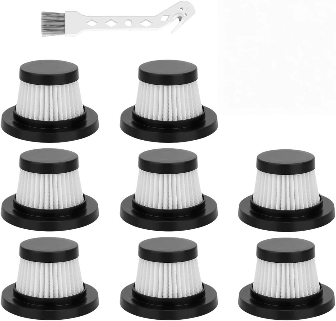 8 Pack Replacement Filter Compatible with Compact Cordless Vacuum, Washable Hepa Filter