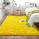 Soft Shag Rugs for Bedroom, 4x6 Yellow Fluffy Shaggy Rugs for Living Room Nursery, Luxury Modern Plush Carpet Girls Boys Kids Room Dorm Indoor Home Decor, Upgrade Non-Slip