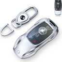Saxsion for Benz Key Fob Cover,Fit A B C E G S R Class SL SLC CLS CLA GLB GLC GLE GLS AMG CLK ML SLK Key Case Shell (Fashion Silverfor Benz-A)