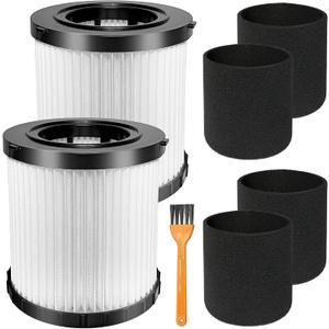 2 Pack DCV5801H HEPA Filter Compatible with DEWALT DCV580H, DCV581H 20V MAX Wet/Dry Vacuum, with 4 Foam Sleeve Filters & 1 Brush