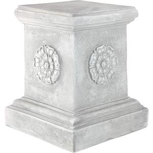 Design Toscano English Rosette Indoor/Outdoor Sculptural Garden Plinth Base Statue Riser, Large 13 Inch Tall, Cast Stone Resin, Antique Stone Finish