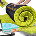GAIALOOP 3 Inch Memory Foam Camping Mattress, Dual Layer Thick Sleeping Camp Pad for Car Tent Cot, Roll-Up Portable Glamping Floor Bed for Guests Sleepover (Single: 75*30*3")