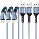 iPhone Charger 3pack 10FT Apple MFi Certified Nylon Braided Lightning Cable Fast Charging Long USB Charging Cable High Speed Transfer Cord for iPhone 14 13/12/11 Pro Max/XS MAX/XR/XS/X/8/7/Plus/6S (Slate blue)