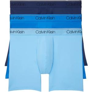 Calvin Klein Men's Micro Stretch 3-pack Boxer Brief (Medium, New Navy, Artesian Blue, Blue Paradise)